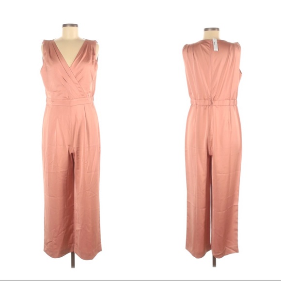 J. Crew Pink Satin Gloucester Back Crepe Jumpsuit - Picture 2 of 8